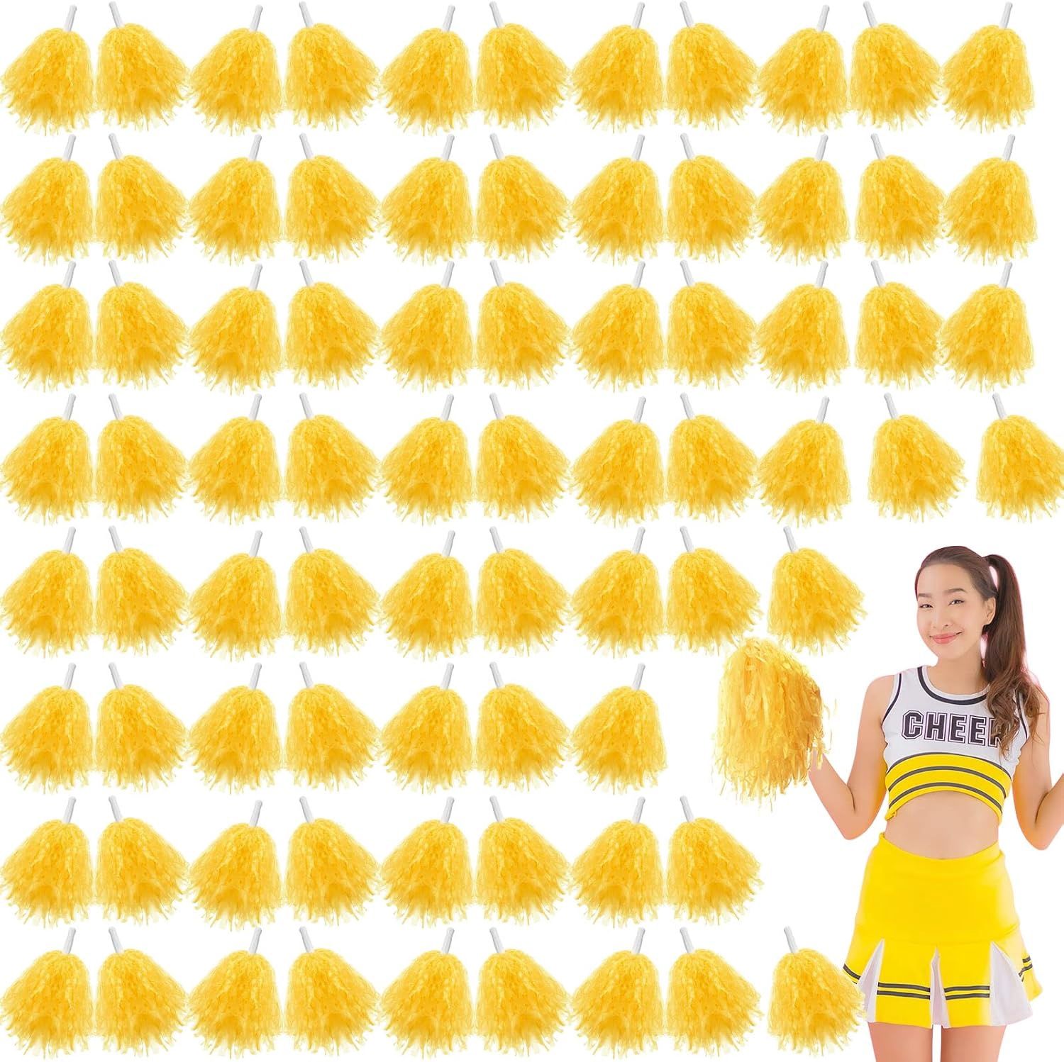 2pcs Matte Pom Poms, Color: Yellow