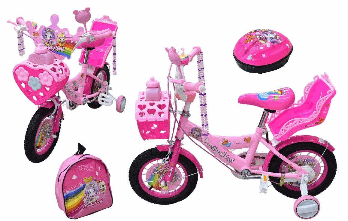 12" Pretty Girl Pink Bicycle (Accessories)