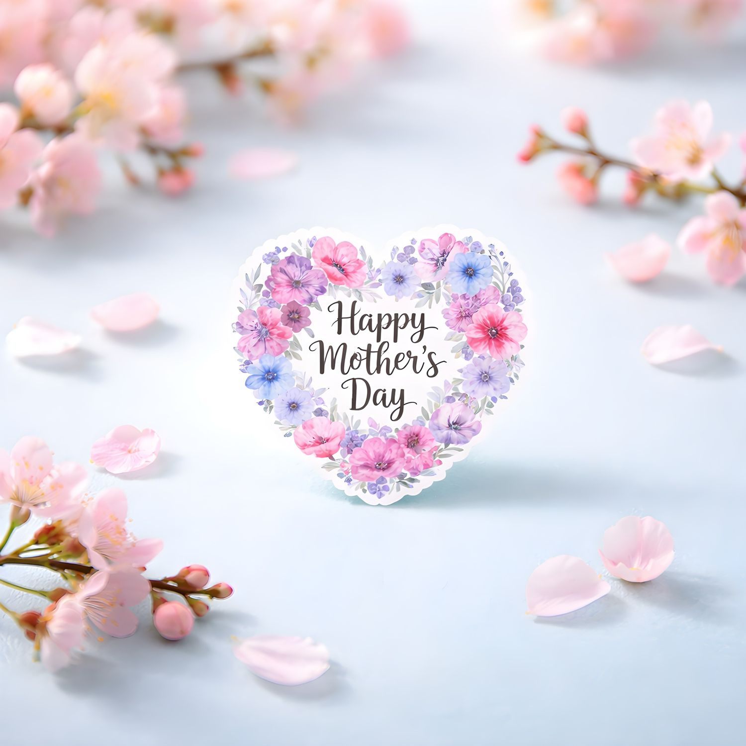6pcs Happy Mother's Day Purple Heart Stickers
