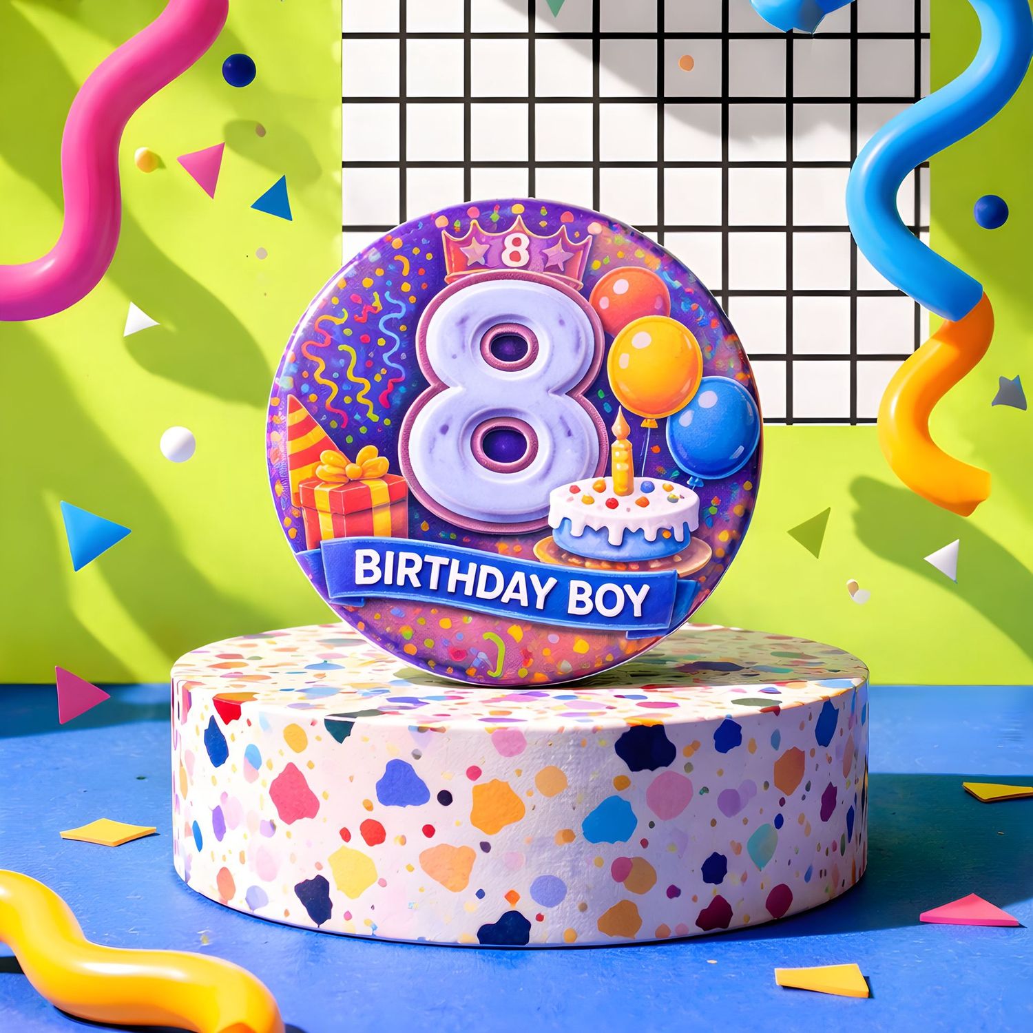 2.25" Age 8 Birthday Boy Badge