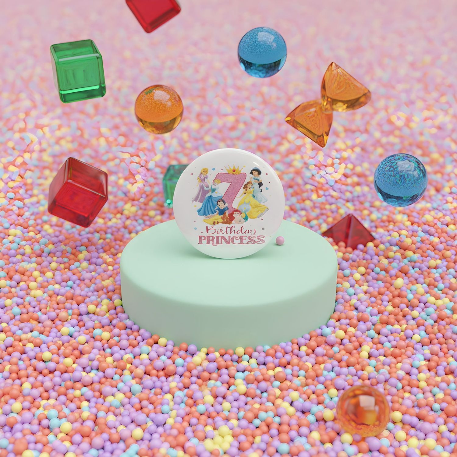 2.25" Age 7 Birthday Princess Badge