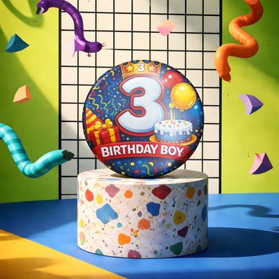 Age 3 Birthday Boy Badge