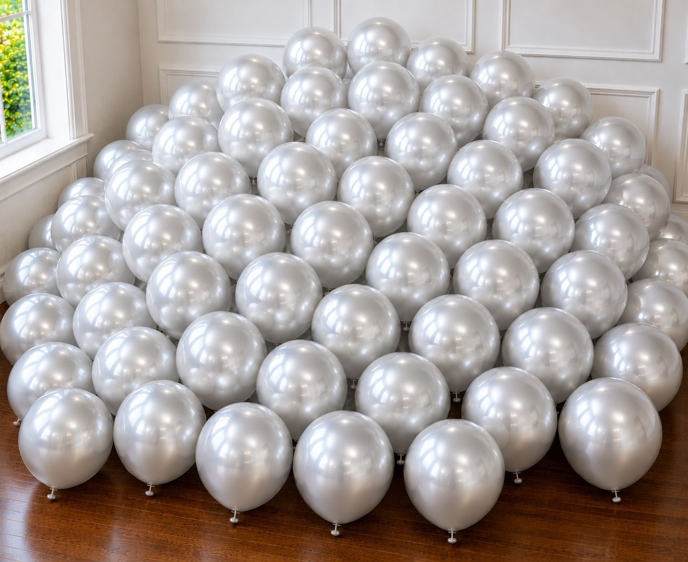 50pcs 12" Pearlized Silver Balloons