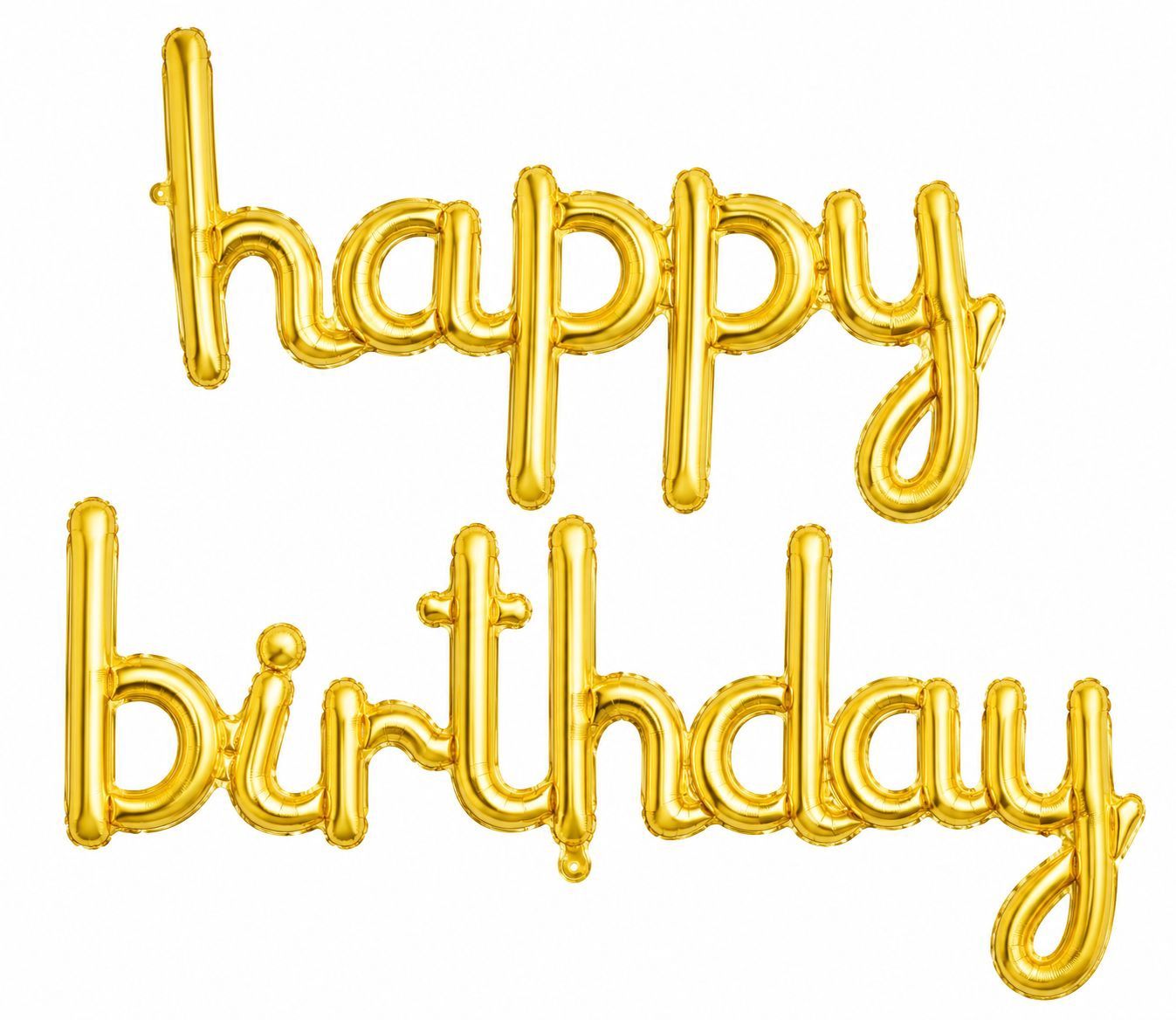 Cursive Gold Happy Birthday Balloon Banner