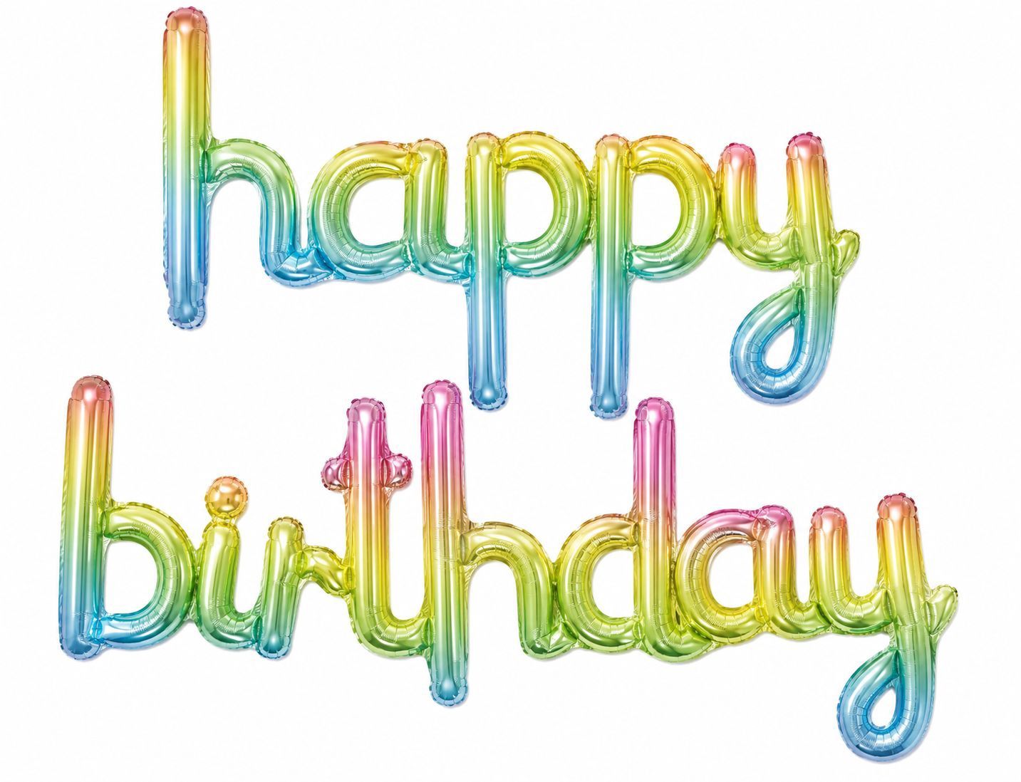 Cursive Rainbow Happy Birthday Balloon Banner