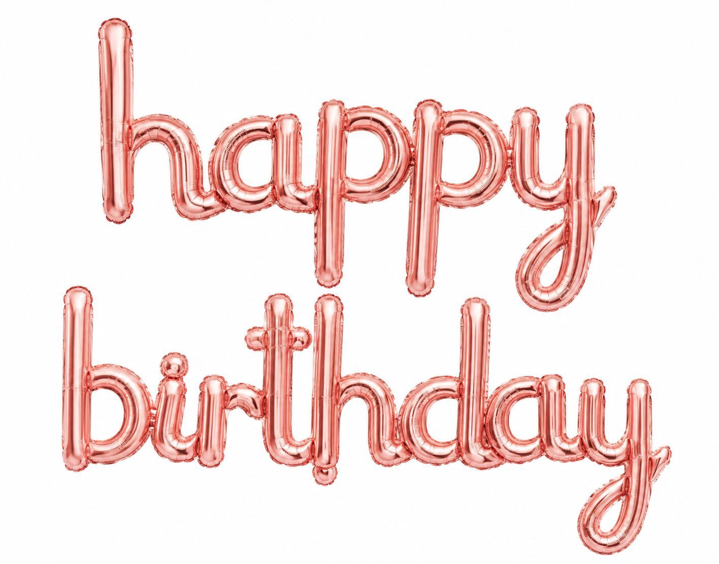 Cursive Rose Gold Happy Birthday Balloon Banner