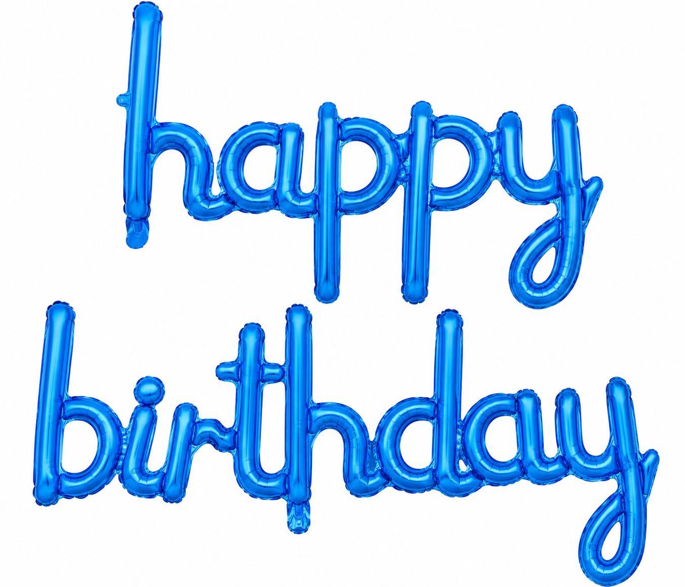 Cursive Blue Happy Birthday Balloon Banner