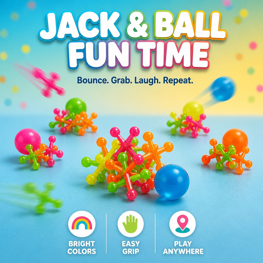 4pcs Mini Neon Jack & Ball Set
