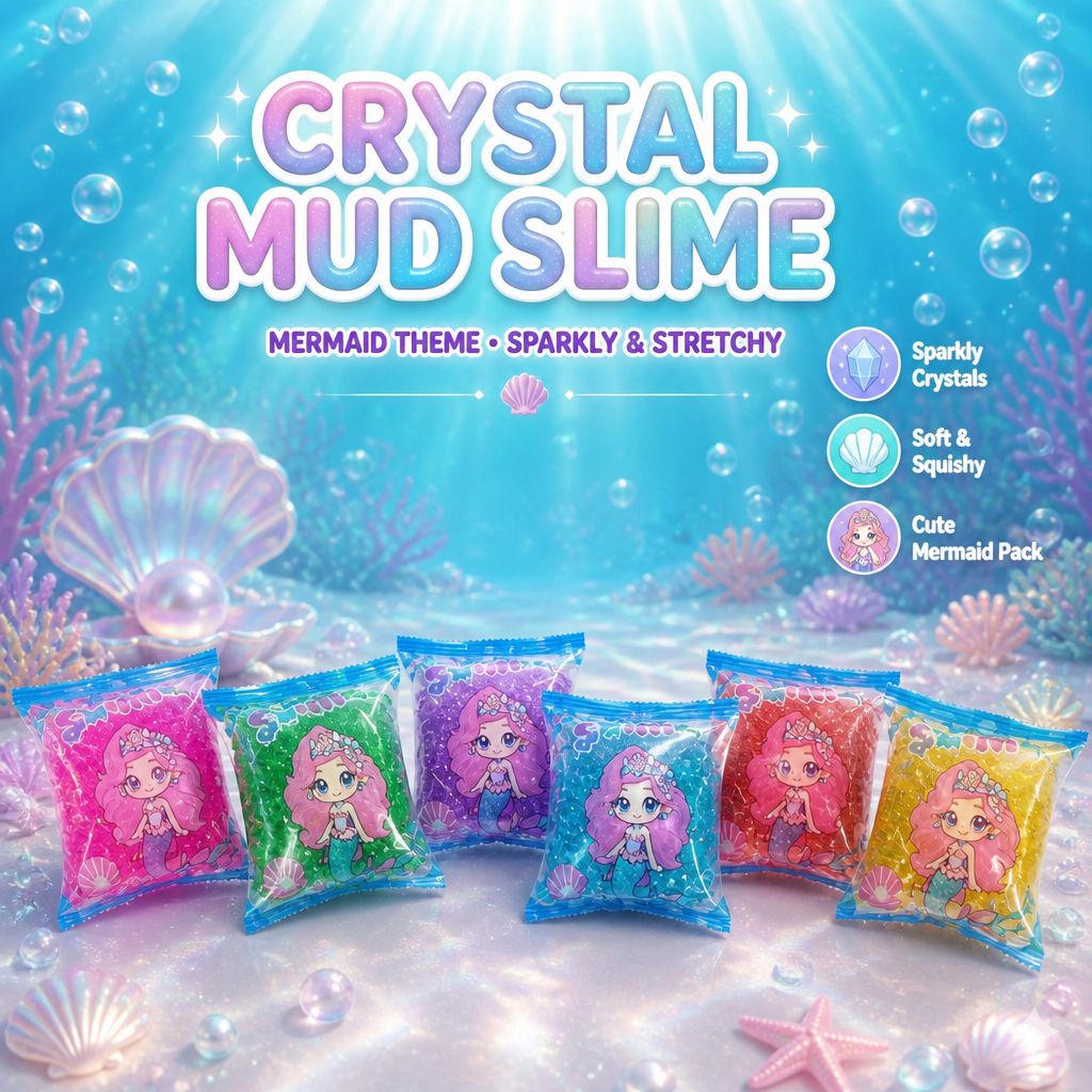 4pcs Mermaid Theme Crystal Mud Slime