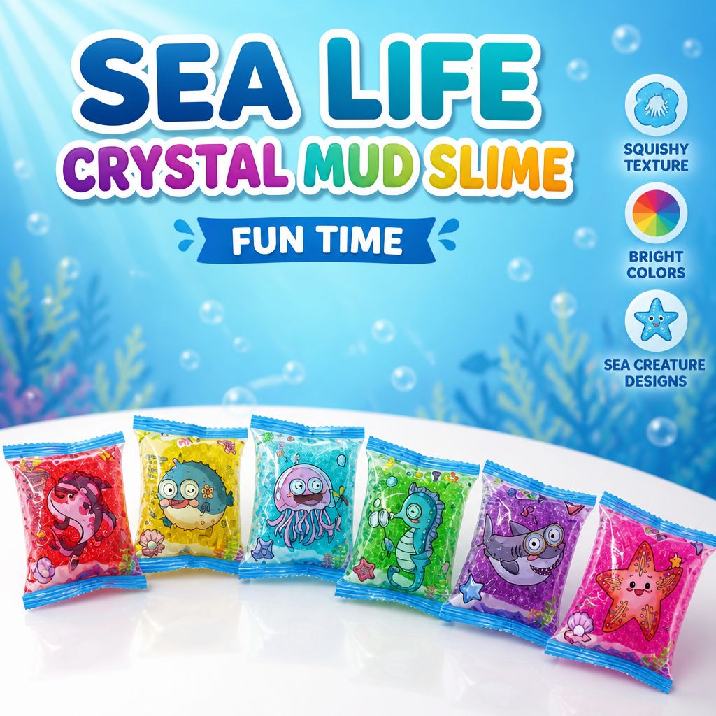 4pcs Sea Life Theme Crystal Mud Slime