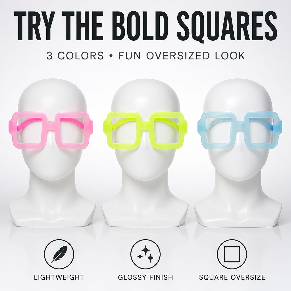 3pcs Fluorescent Glasses (Pink, Blue & Yellow) Favors