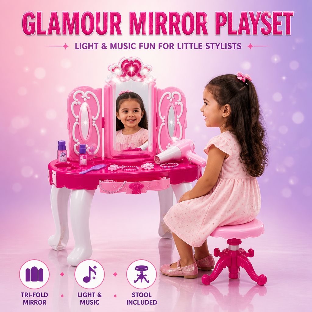 71.5x56cm Dressing Table with Accessories Girl Toy Set