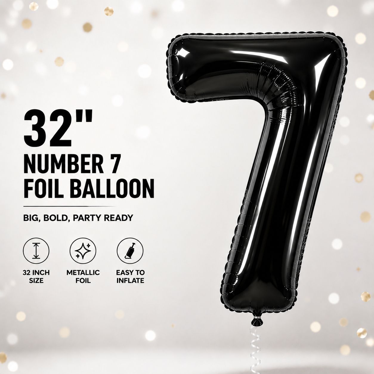 32" Black Number 7 Foil Balloon