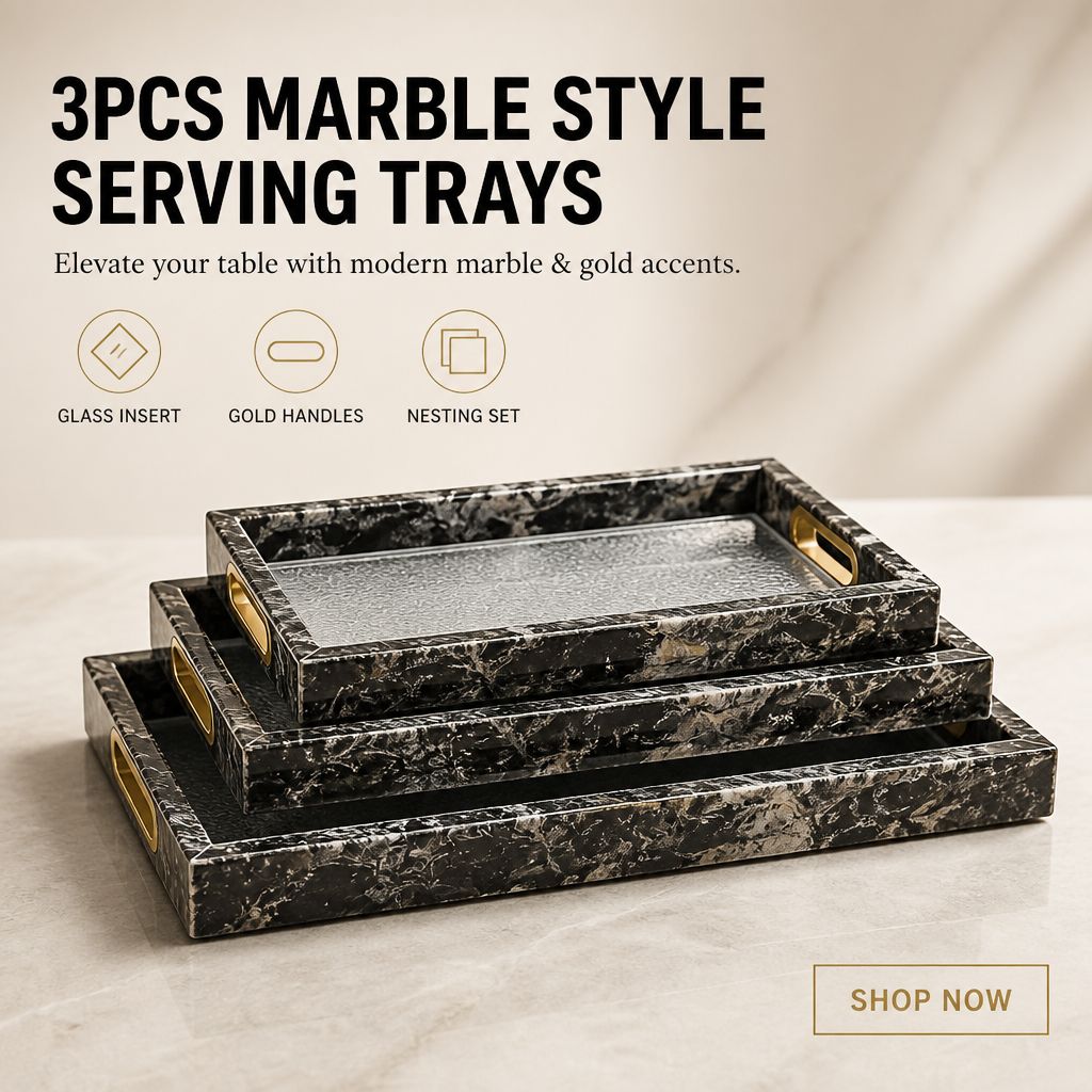 3pcs Marble Style Serving Trays Set