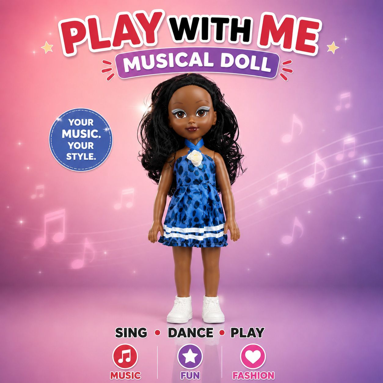 18" Musical Black Doll