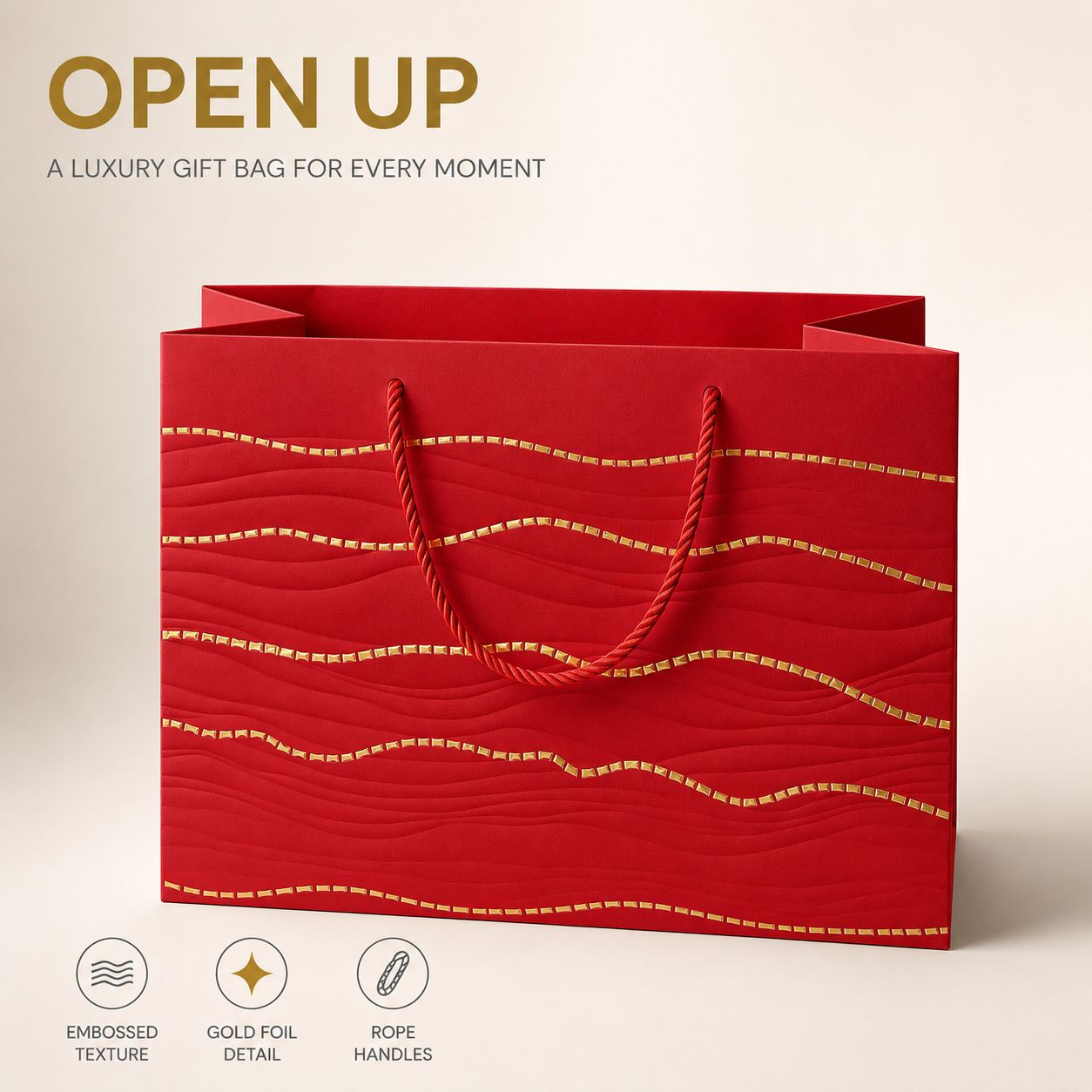 40x50cm  Jumbo Side Gift Bag, Color: Red