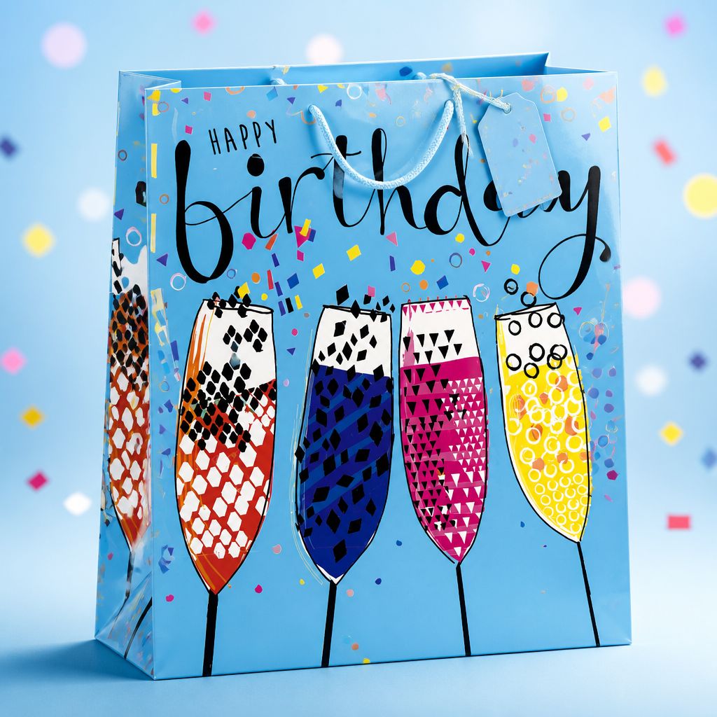 XXL Happy Birthday Gift Bag, Type: Blue
