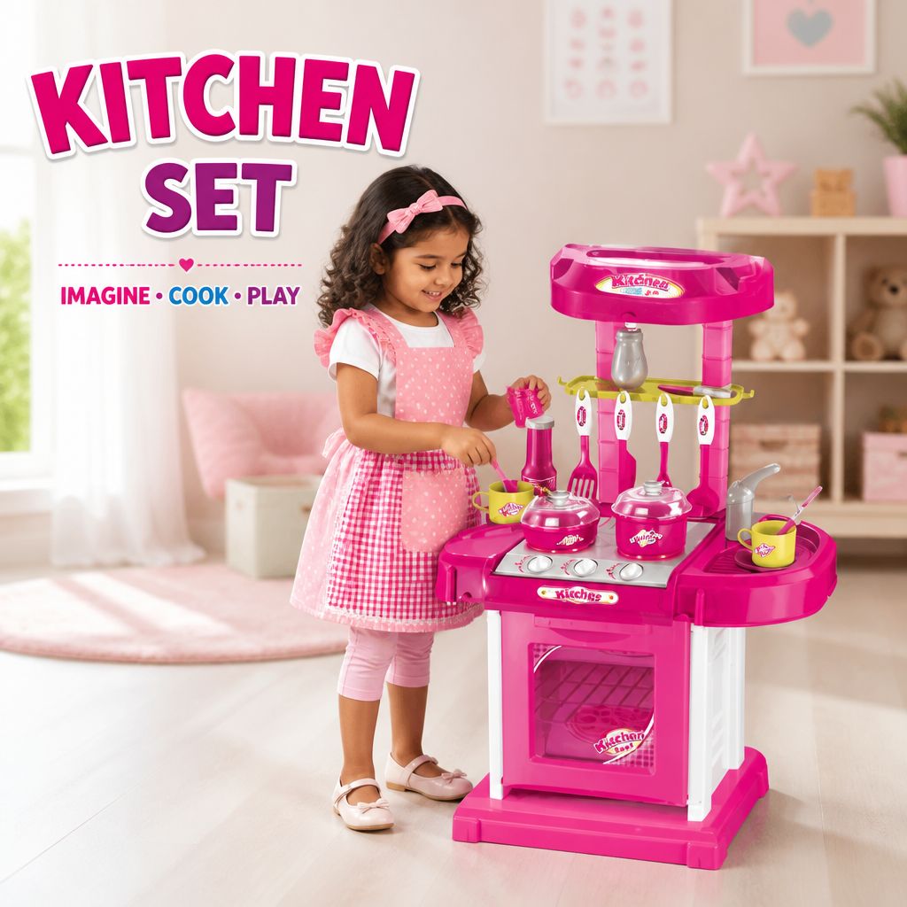 42x25x56cm Pink Toy Kitchen Set