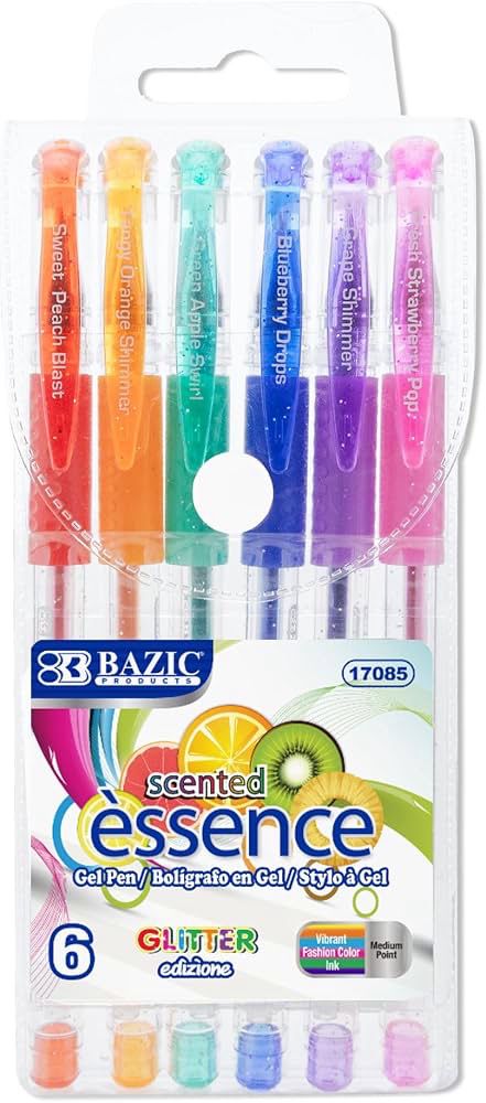 BAZIC 6pcs Scented Glitter Gel Pens