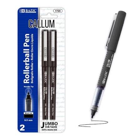 BAZIC 2pcs Black Callum Rollerball Pens