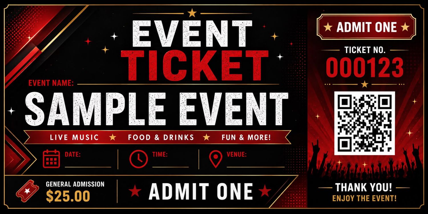 14pcs 4"x2" Customized Event Tickets, Type: Straight
