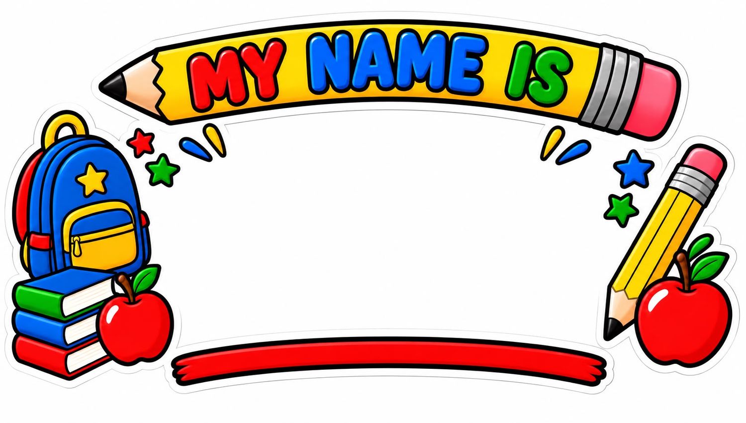 24pcs 2"x1" Back to School Name Label Stickers, Type: My Name Is
