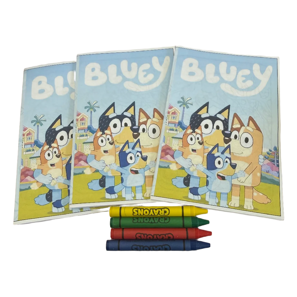 3pcs Mini Bluey Coloring Book &amp; Crayons Favors