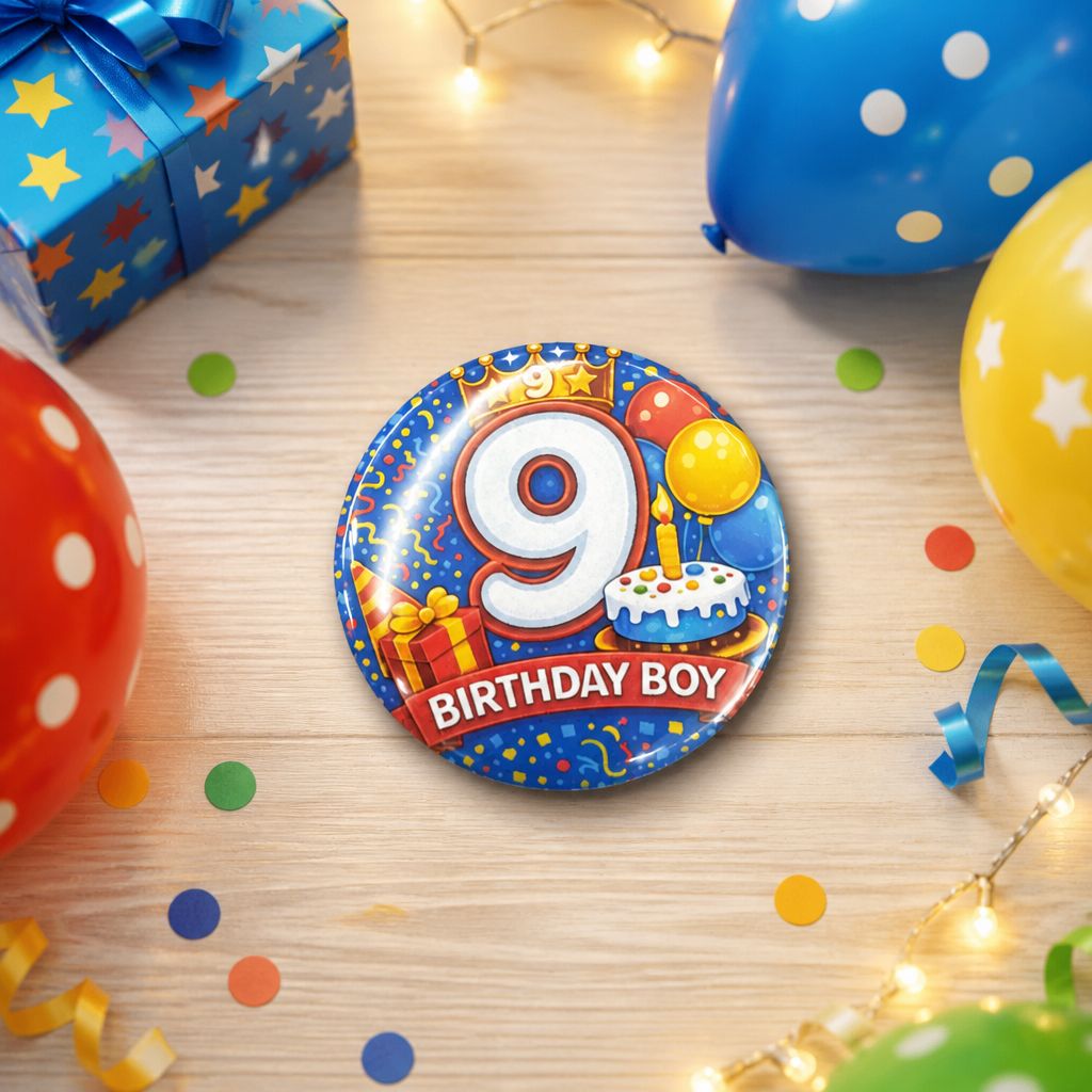 Age 9 Birthday Boy Badge