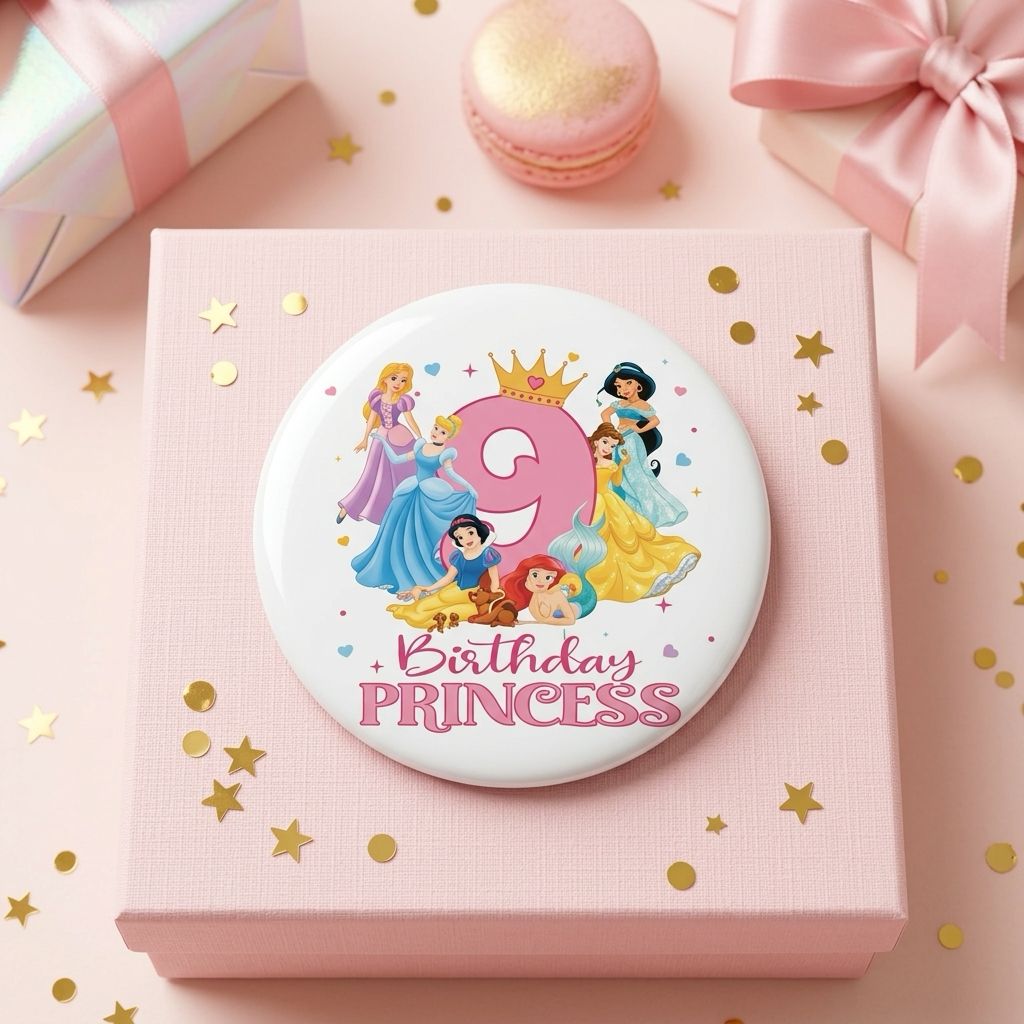 Age 9 Birthday Girl Badge