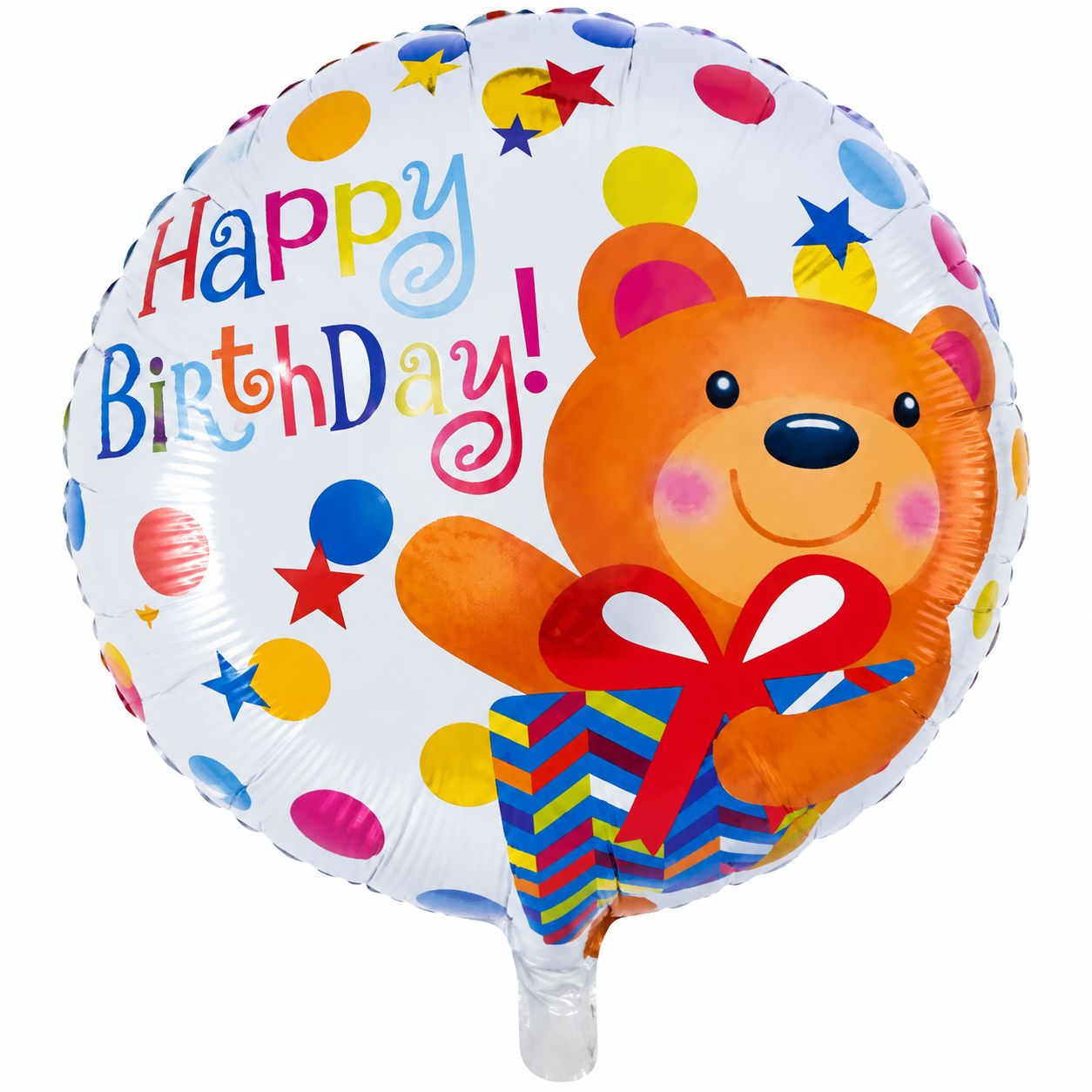 18" Happy Birthday with Bear Foil Balloon