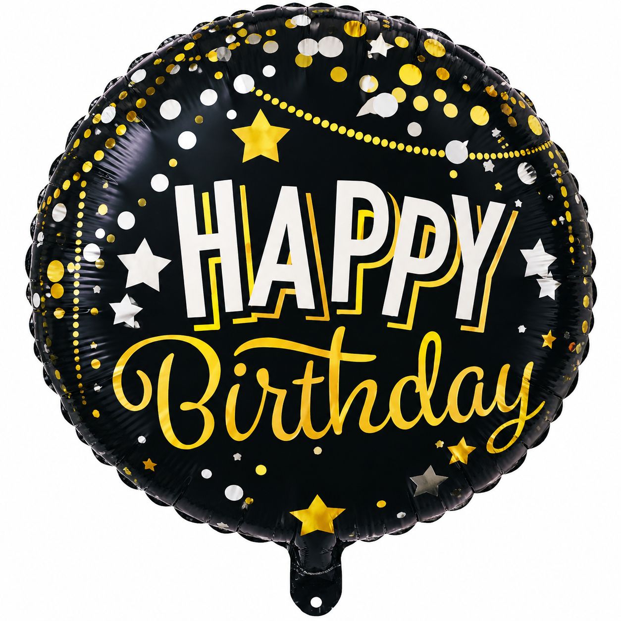 18" Happy Birthday Black Gold &amp; Silver Foil Balloon