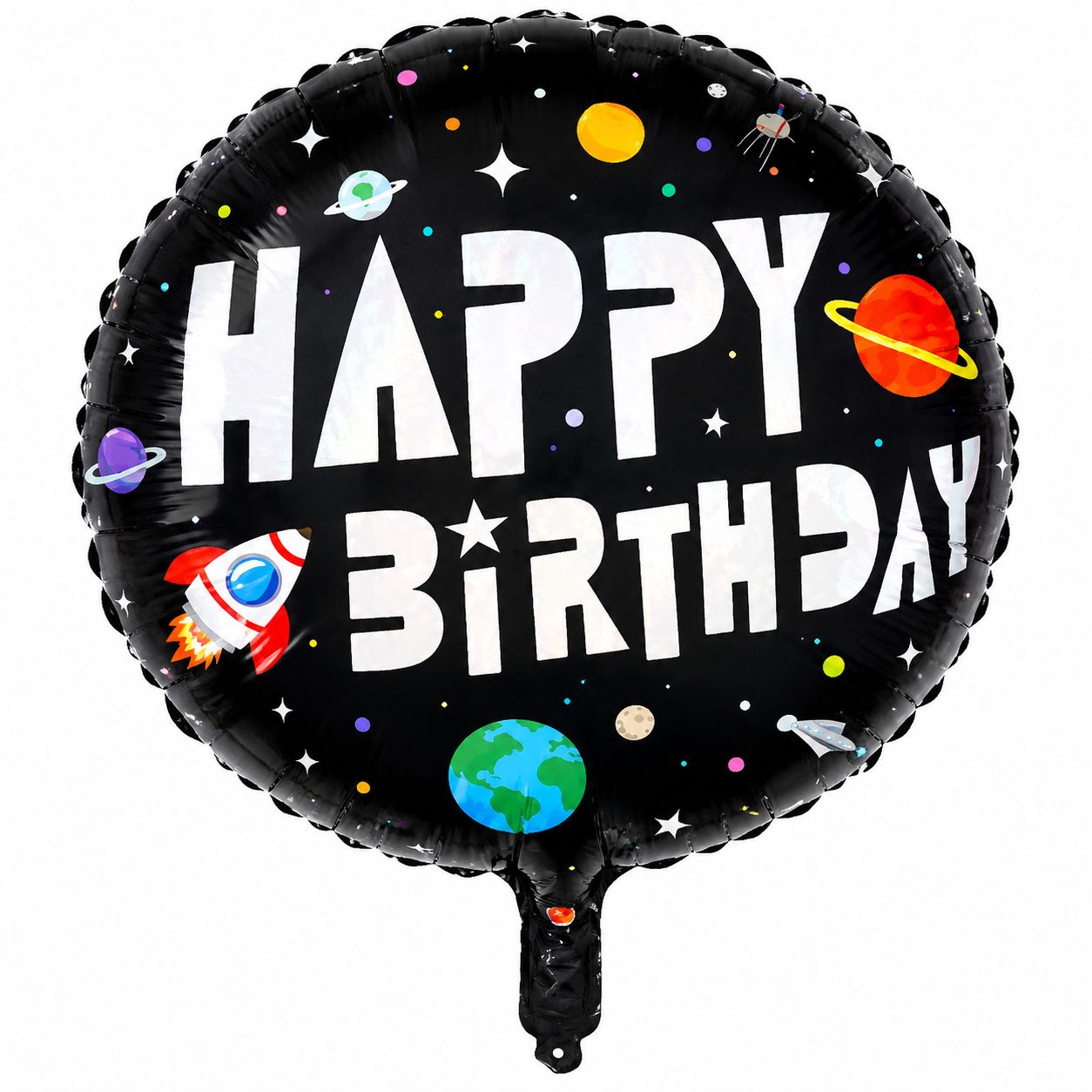 18" Happy Birthday with Space Theme Foil Balloon