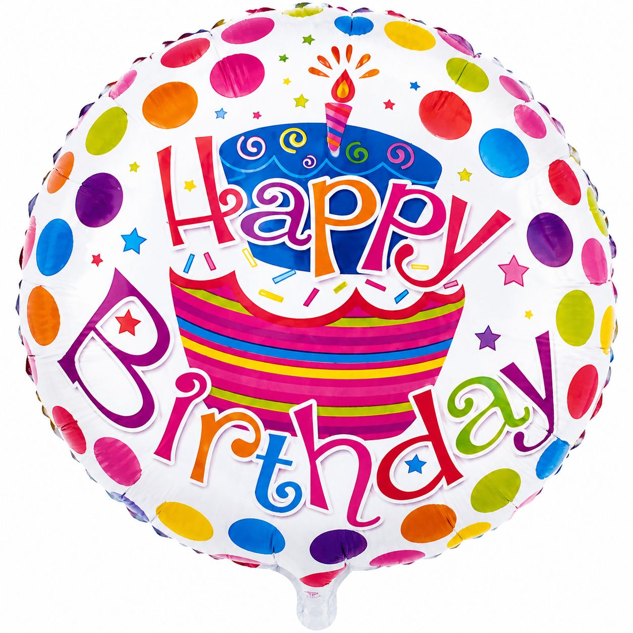 18" Happy Birthday with Cake &amp; Circles Foil Balloon