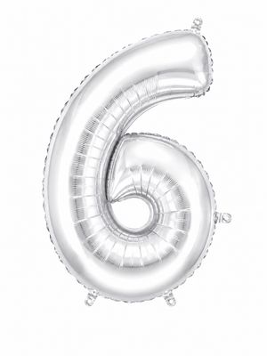 45" Number 6 Balloon (Silver) Foil Balloon