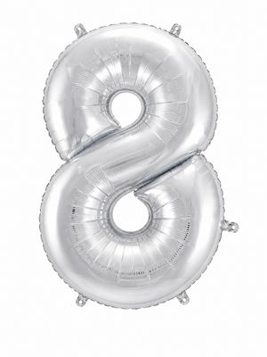 45" Number 8 Balloon (Silver) Foil Balloon