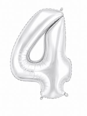 45" Number 4 Balloon (Silver) Foil Balloon