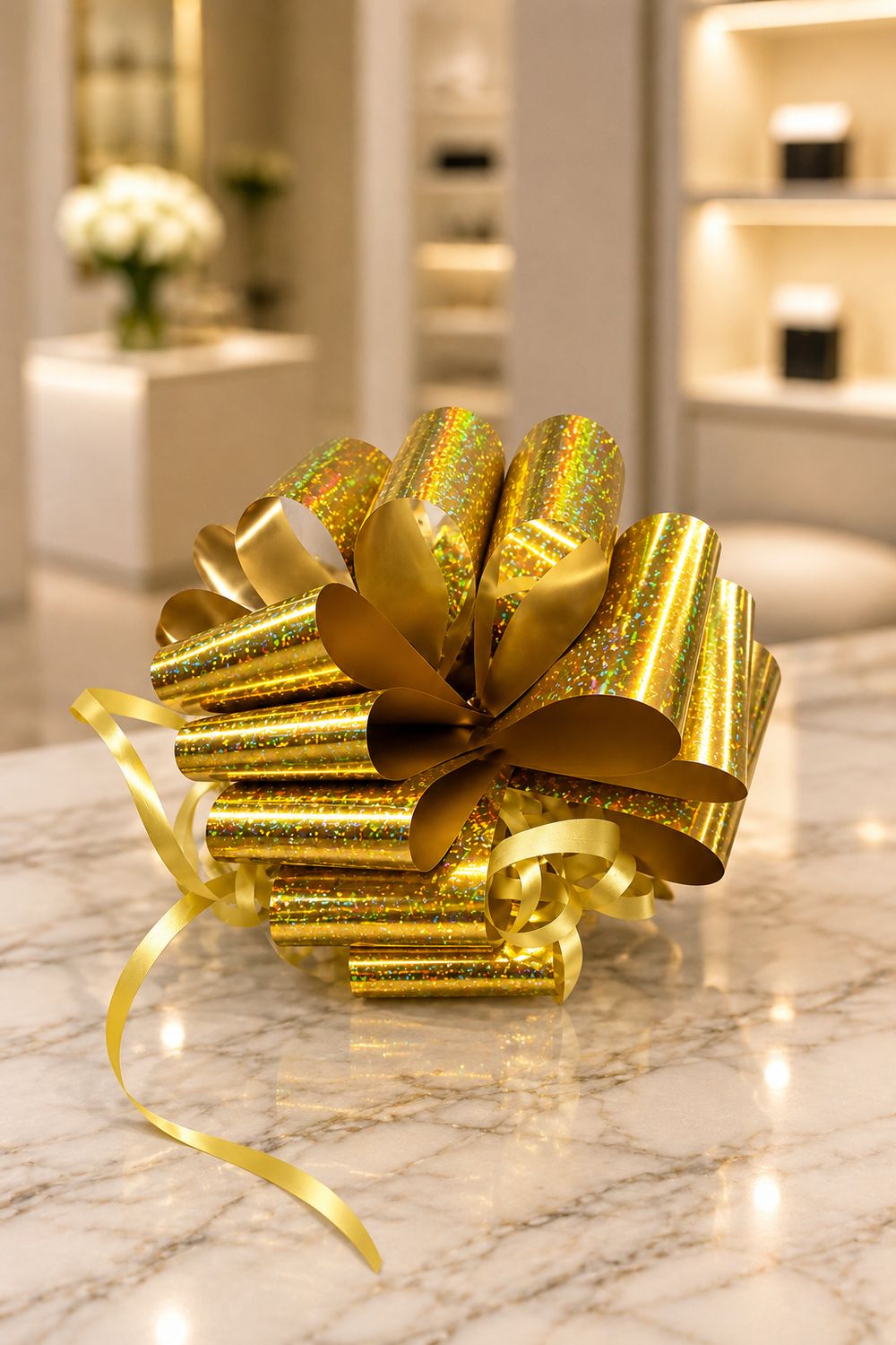 10" Glittery Gift Bow (Colors Vary), Color: Gold