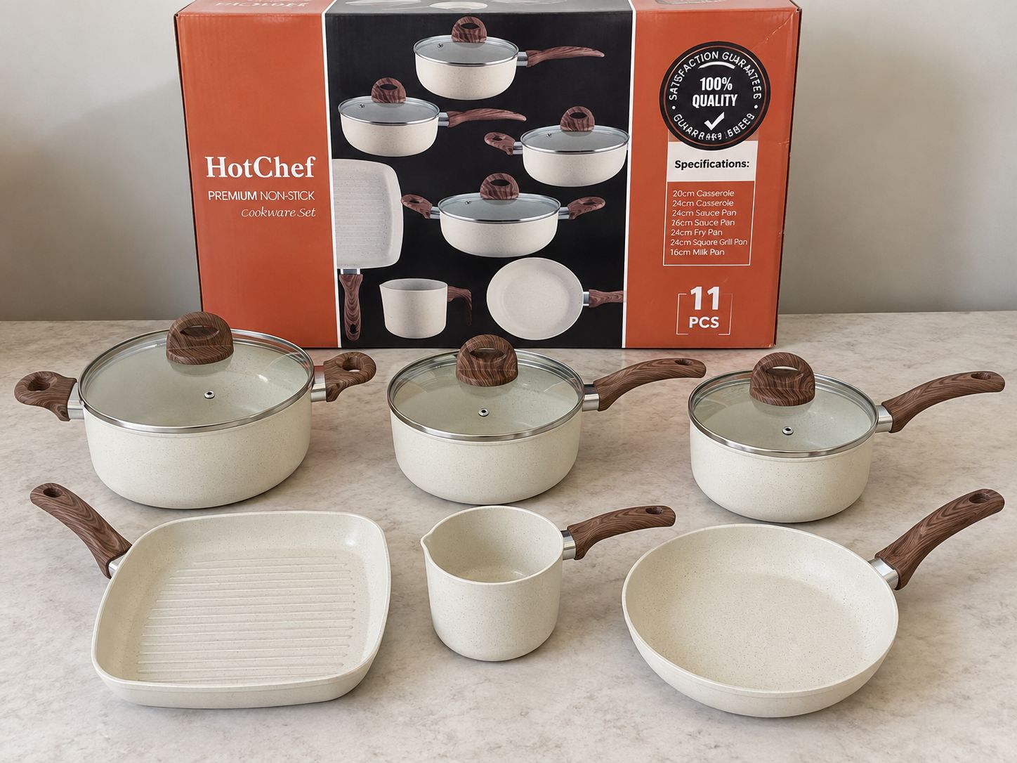 11 Piece HotChef Aluminum Non Stick Cookware Set
