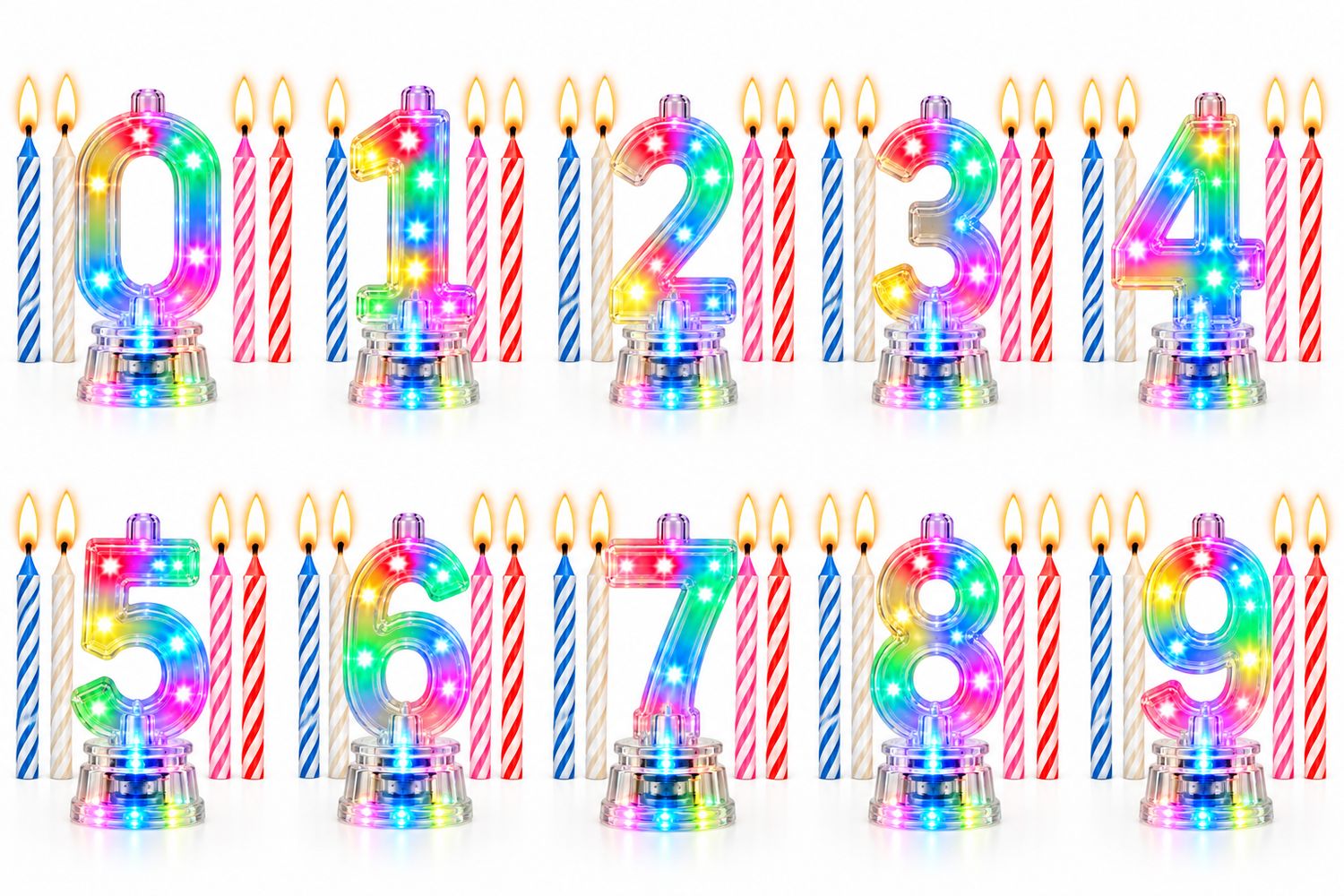 Flashing Candle Holder Number Candles