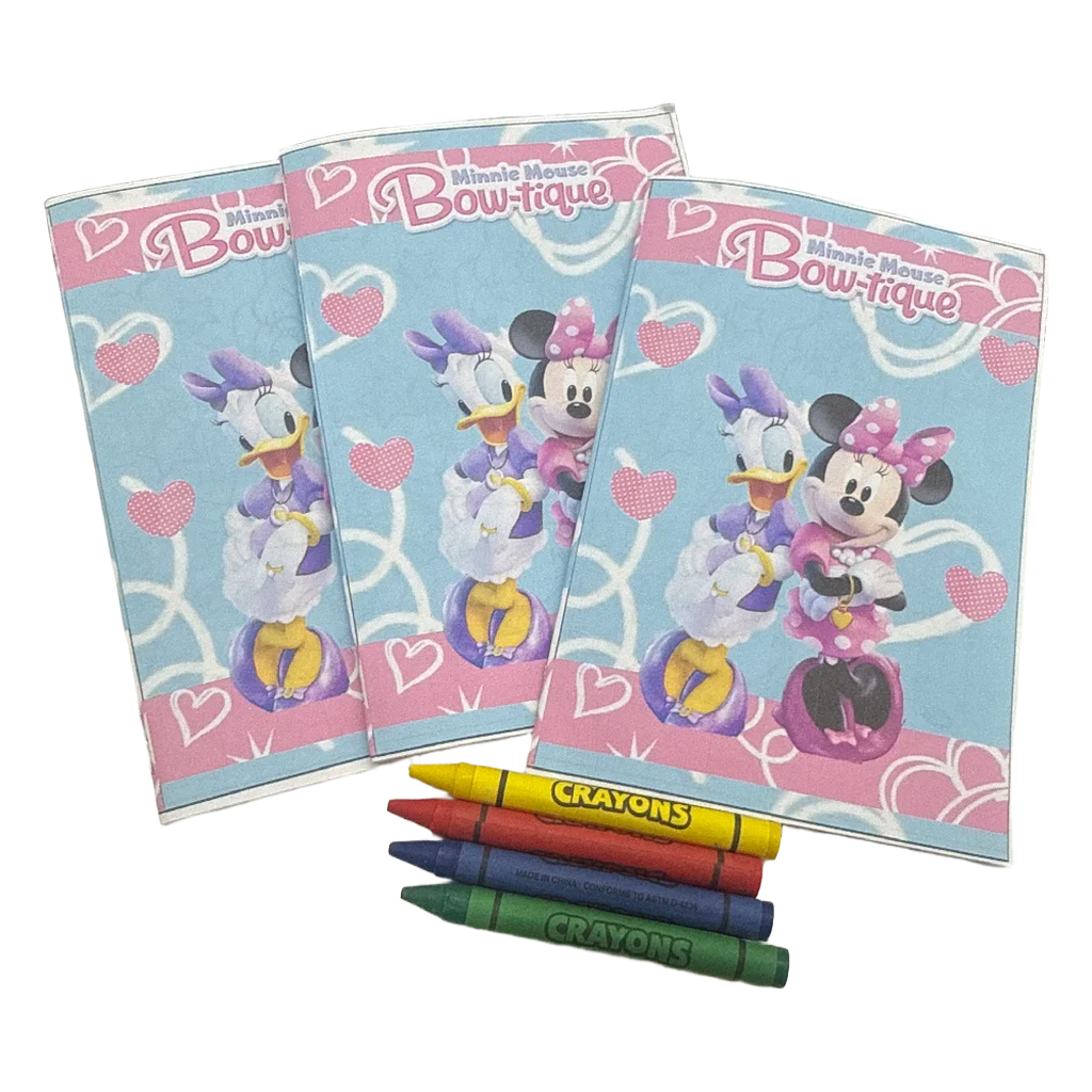 3pcs Mini Minnie Mouse Coloring Book &amp; Crayons Favors