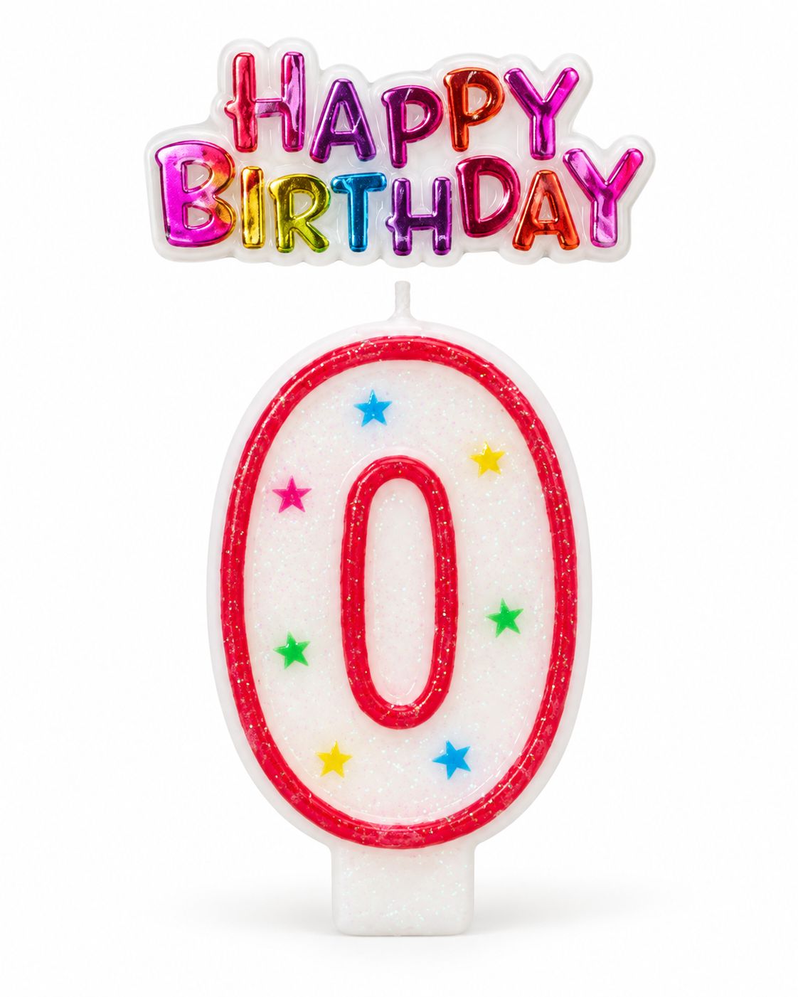 Number 0 Glitter Number Candle and Decoration