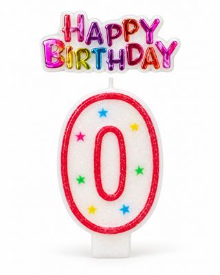 Number 0 Glitter Number Candle and Decoration