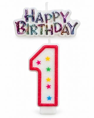 Number 1 Glitter Number Candle and Decoration