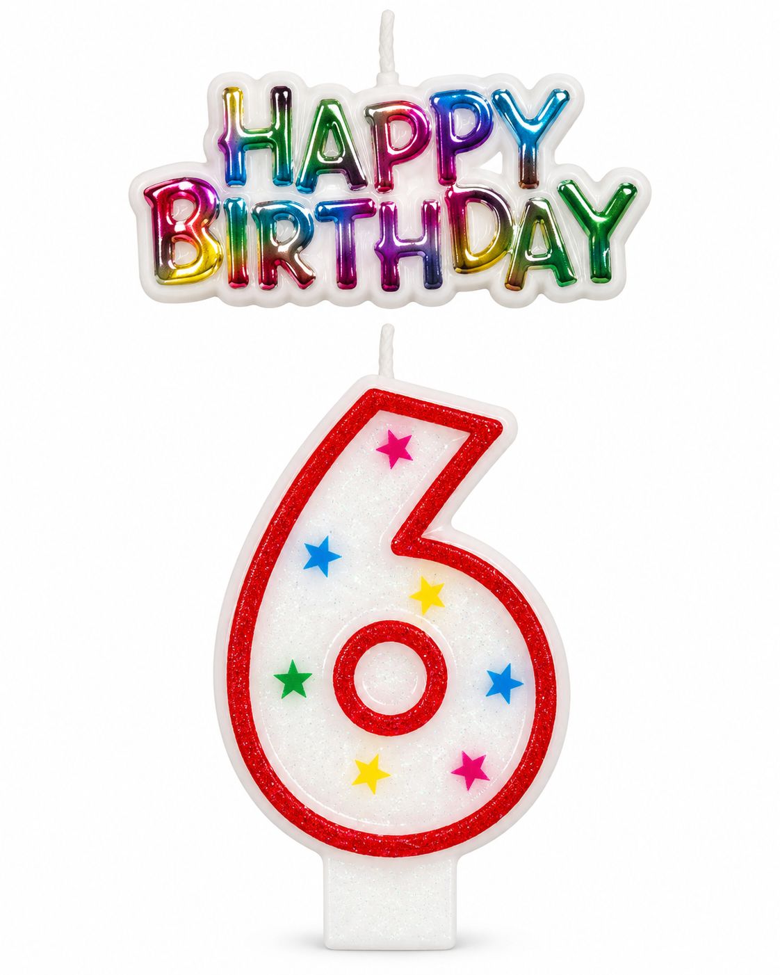 Number 6 Glitter Number Candle and Decoration