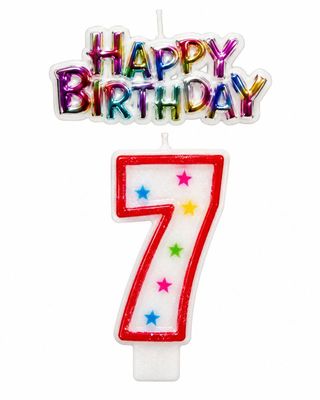 Number 7 Glitter Number Candle and Decoration