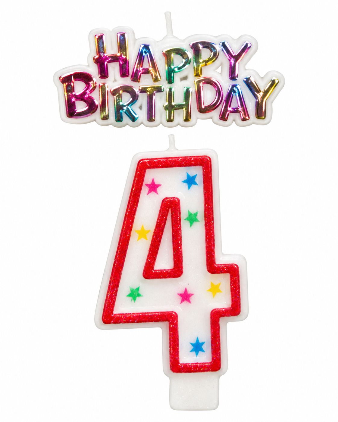 Number 4 Glitter Number Candle and Decoration