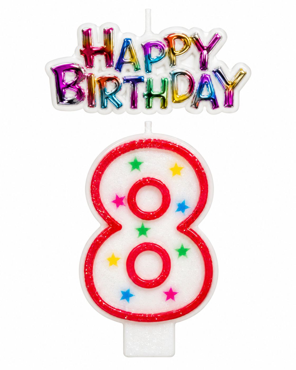 Number 8 Glitter Number Candle and Decoration