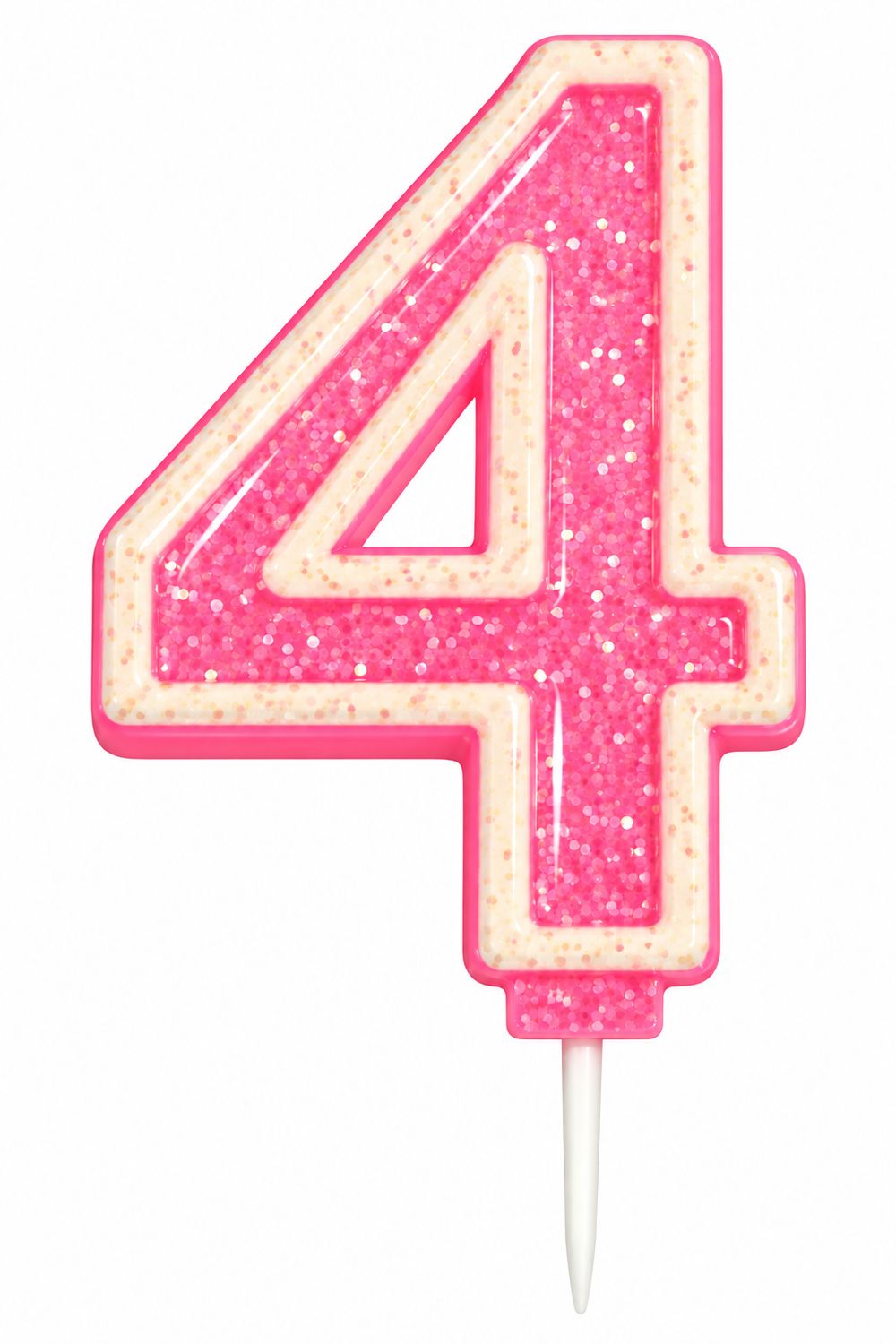 Number 4 Pink Glitter Number Candle