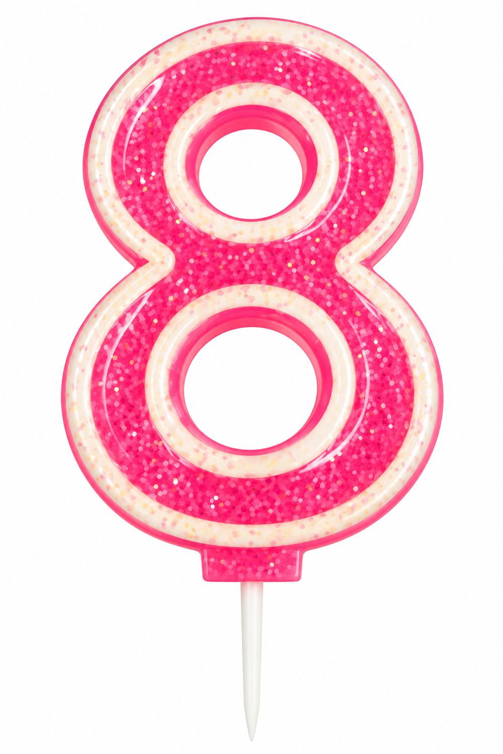 Number 8 Pink Glitter Number Candle
