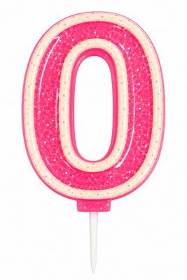 Number 0 Pink Glitter Number Candle